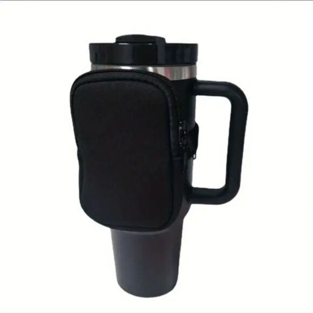 Water Bottle/Tumbler Pouch with Zipper‎ Black
